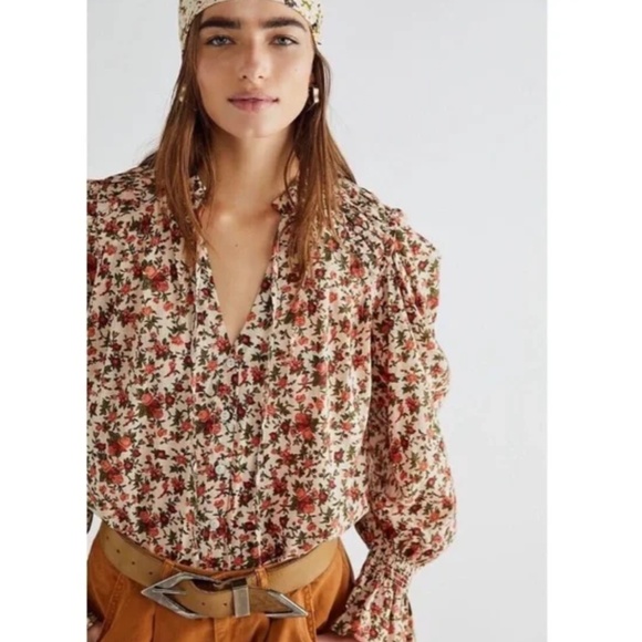 Free People Tops - Free People Meant to Be  Floral Cotton Blouse Vintage Combo, Size Small